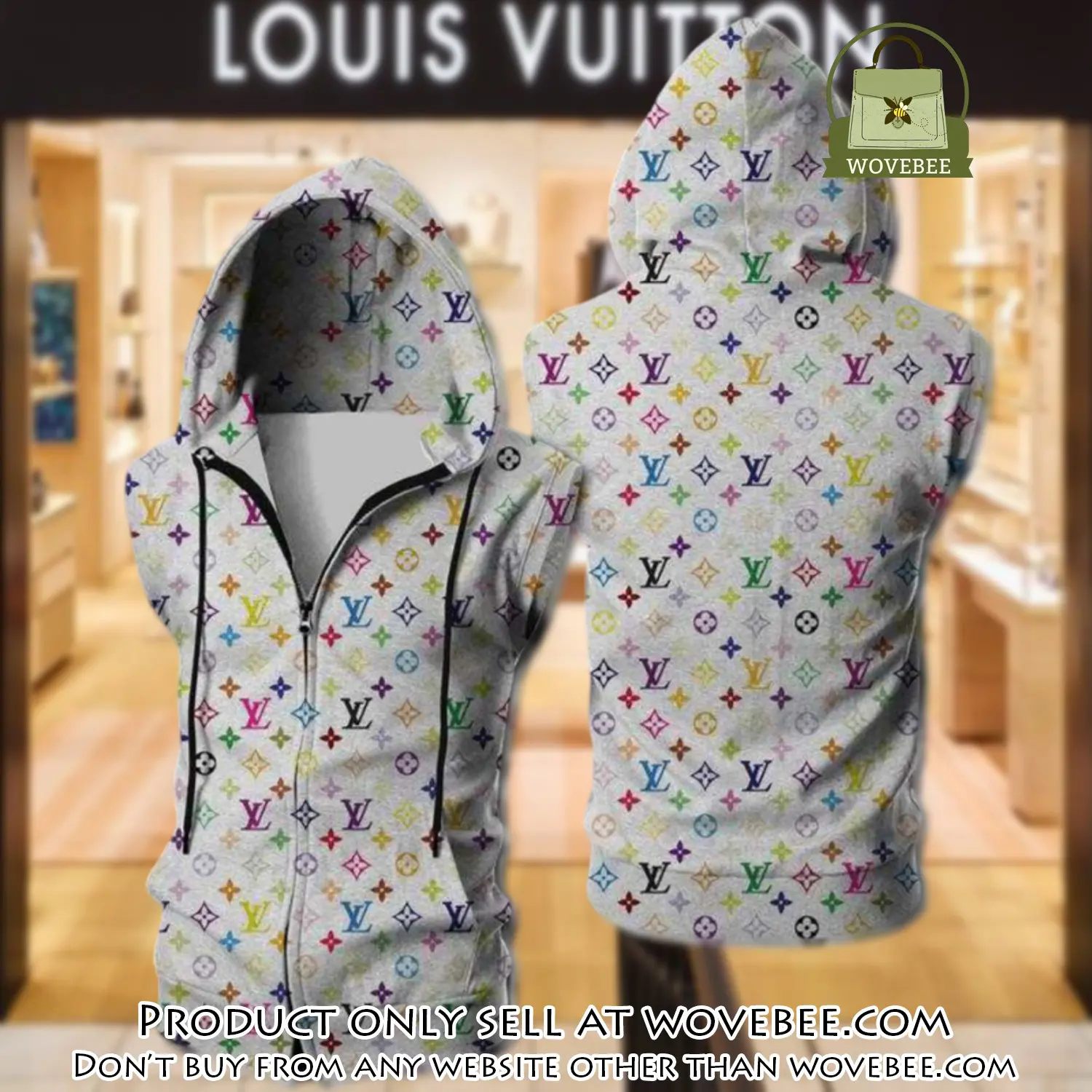 Louis vuitton white unisex sleeveless zip up hoodie luxury for men women szh018 wvb0525936
